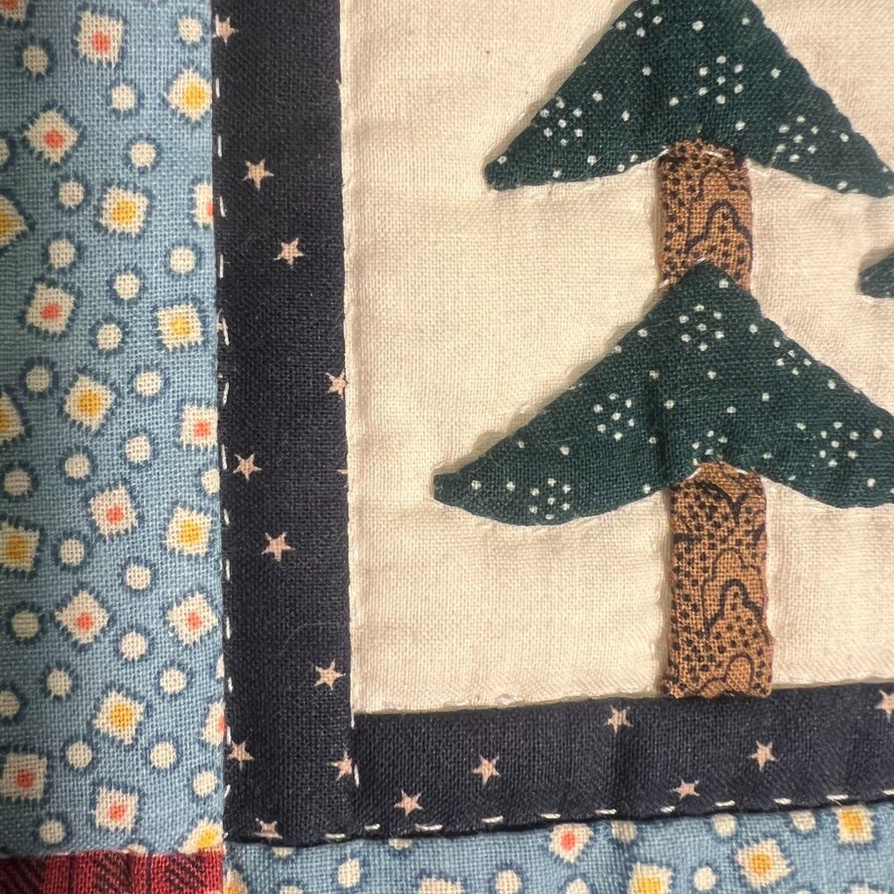 Handcrafted Quilted & Appliquéd Folk Art Village Table Runner / Table Topper - Picture 13 of 15